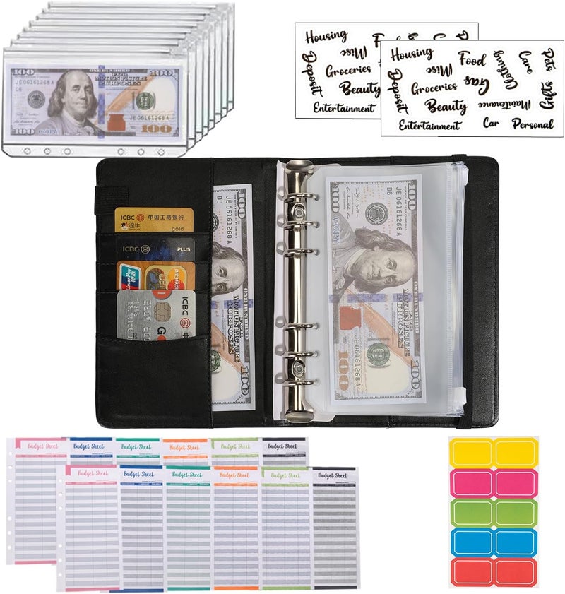 NICOOTHBudget Binder Cash Envelopes A6 Money Saving Binder with Zipper envelopes (A6black) - Image 4